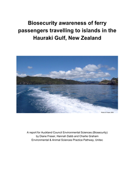 Biosecurity Awareness of Ferry Passengers Travelling to Islands in The