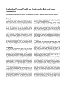 Evaluating Personal Archiving Strategies for Internet-Based Information