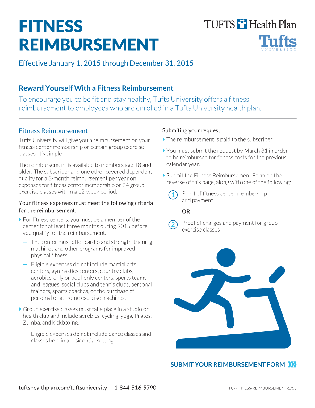 FITNESS REIMBURSEMENT Effective January 1, 2015 Through December 31, 2015