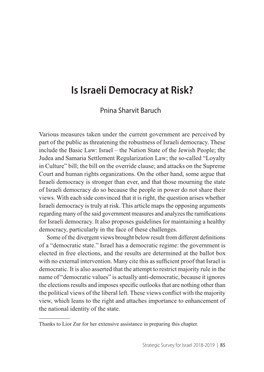 Is Israeli Democracy at Risk?
