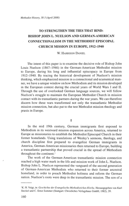 Bishop John L. Nuelson and German-American Connectionalism in the Methodist Episcopal Church Mission in Europe, 1912-1940