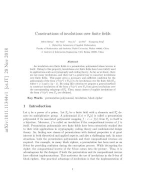 Constructions of Involutions Over Finite Fields