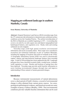 Mapping Pre-Settlement Landscape in Southern Manitoba, Canada