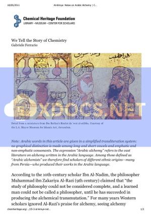 Al-Kimya Notes on Arabic Alchemy Chemical Heritage