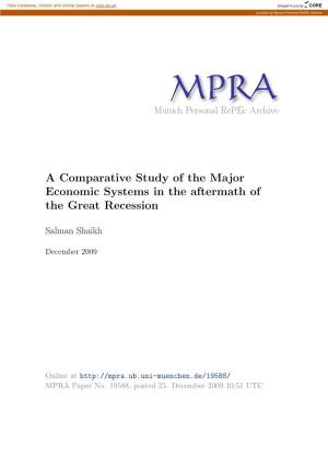 A Comparative Study of the Major Economic Systems in the Aftermath of the Great Recession