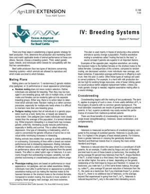 IV: Breeding Systems