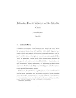 Estimating Parents' Valuation on Elite School in China