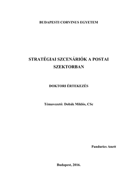 Stratégiai Szcenáriók a Postai Szektorban
