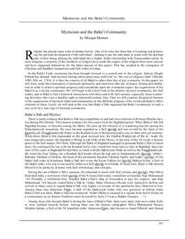 Mysticism and the Bahá'í Community