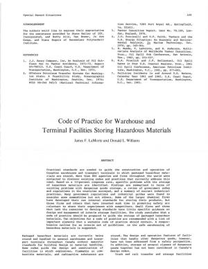 Code of Practice for Warehouse and Terminal Facilities Storing Hazardous Materials