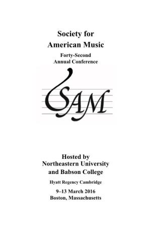 Society for American Music Forty-Second Annual Conference