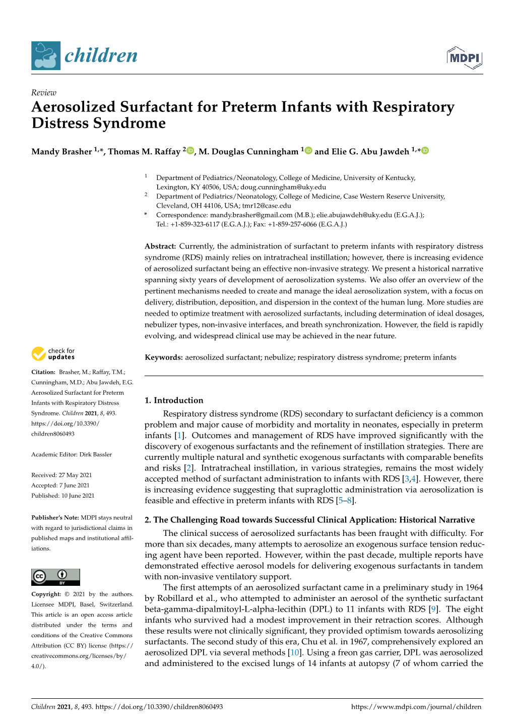 Aerosolized Surfactant for Preterm Infants with Respiratory Distress Syndrome