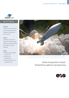 Ariane 6 Propulsion Module: Simplified by Additive Manufacturing Components Cut from 248 to 1 with EOS Technology