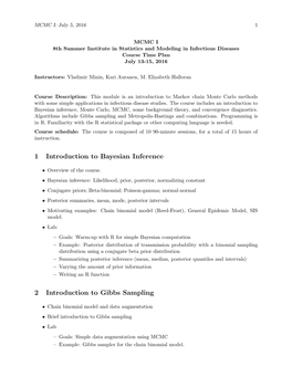 1 Introduction to Bayesian Inference 2 Introduction to Gibbs Sampling