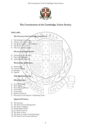 The Constitution of the Cambridge Union Society