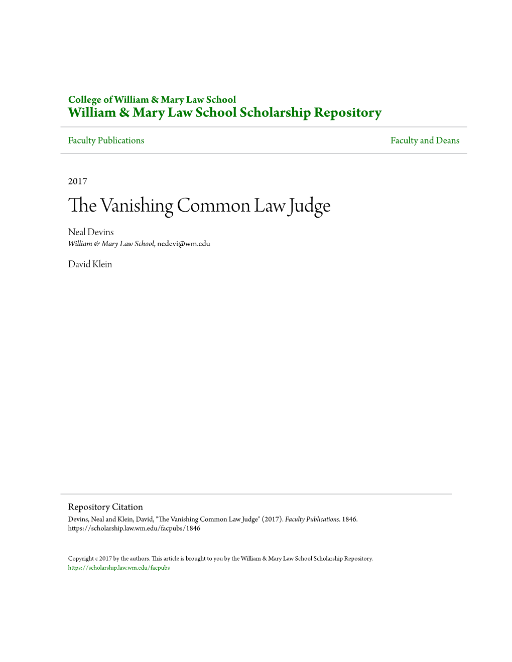 The Vanishing Common Law Judge?