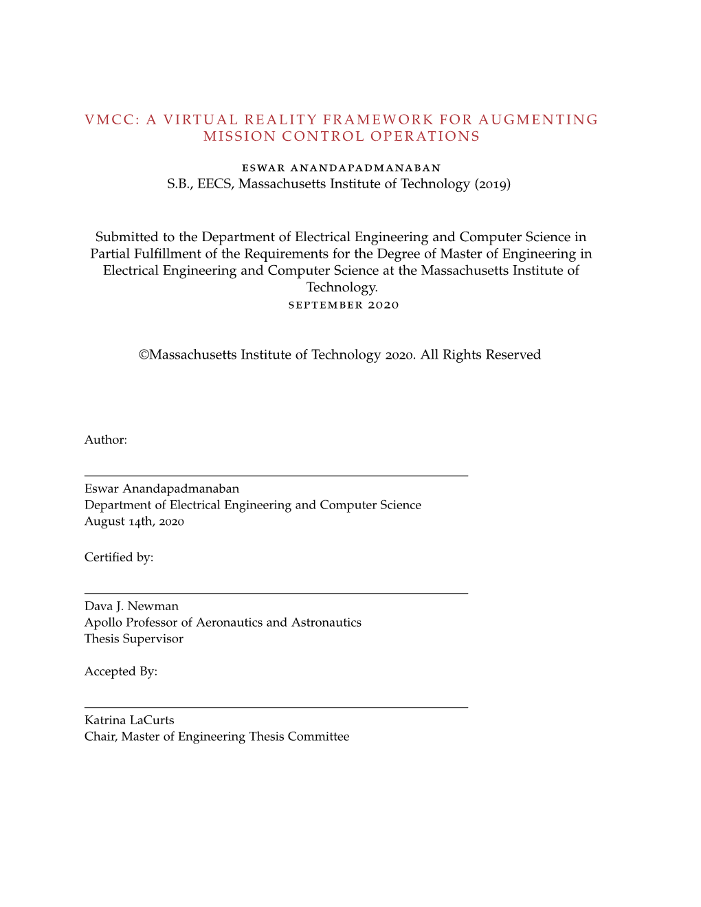 Vmcc: a Virtual Reality Framework for Augmenting Mission Control