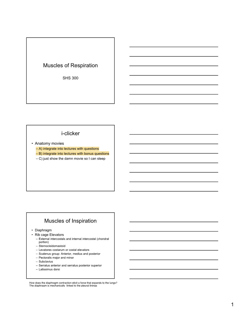 Muscles of Respiration I-Clicker Muscles of Inspiration