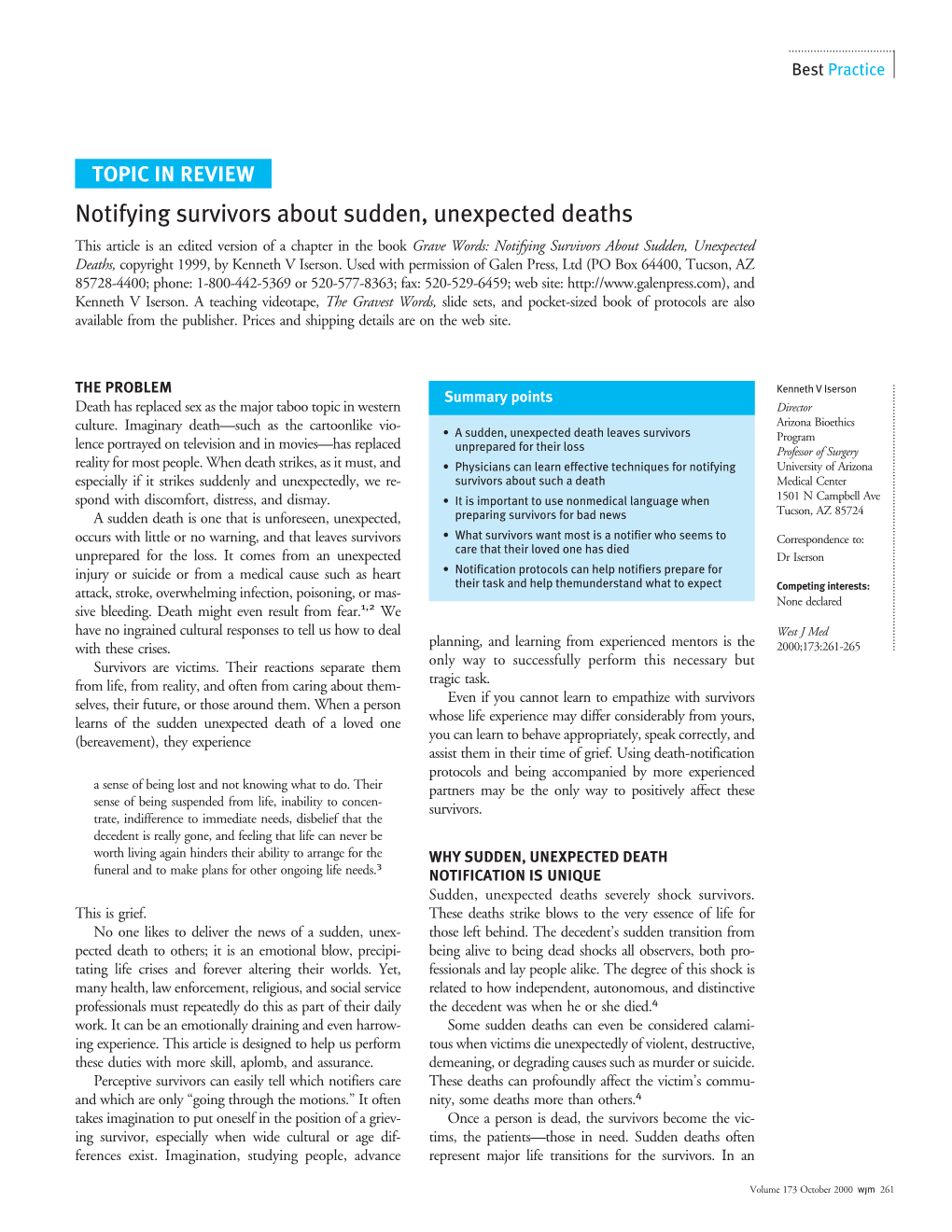 Notifying Survivors About Sudden, Unexpected Deaths