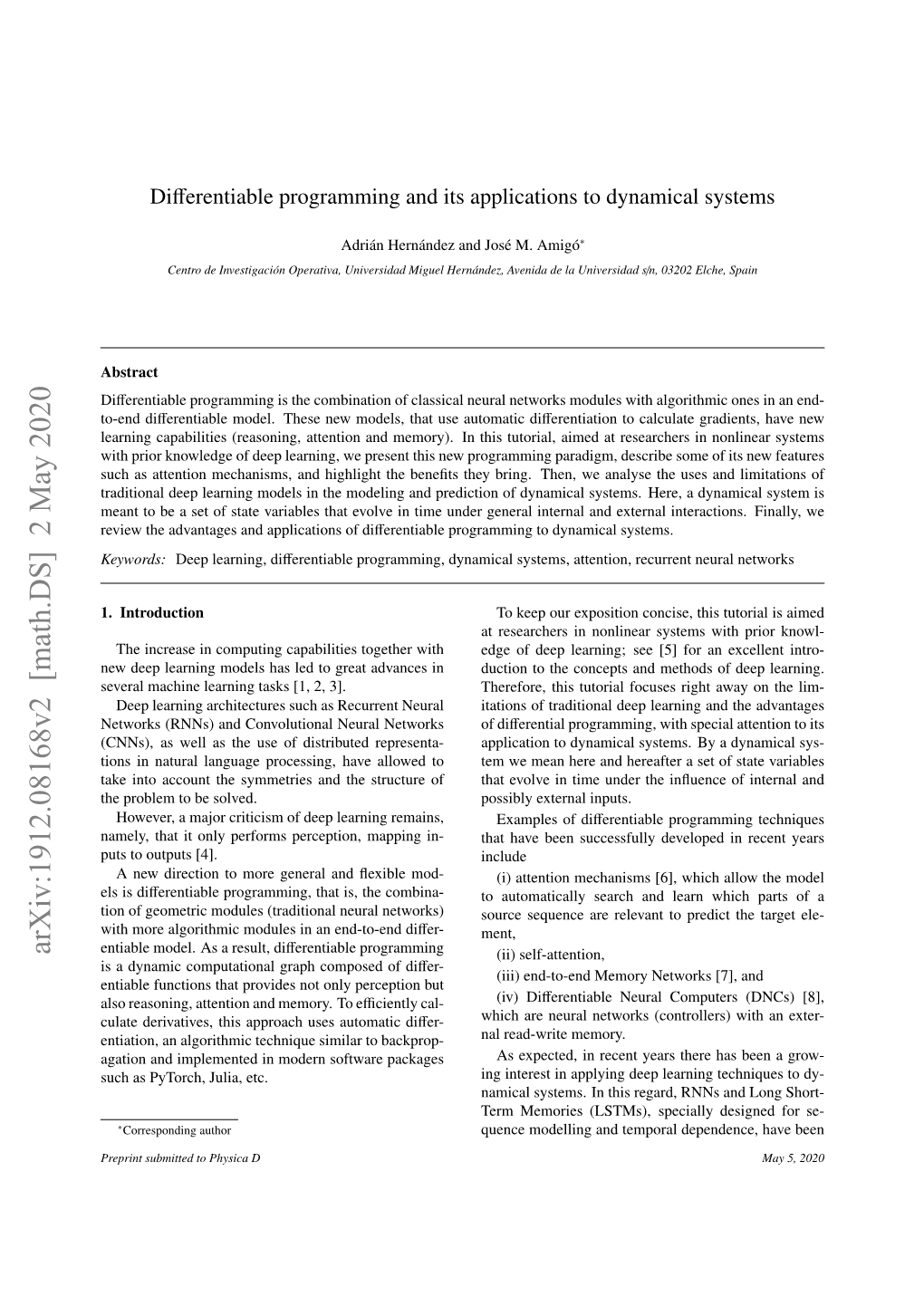 Differentiable Programming and Its Applications to Dynamical Systems