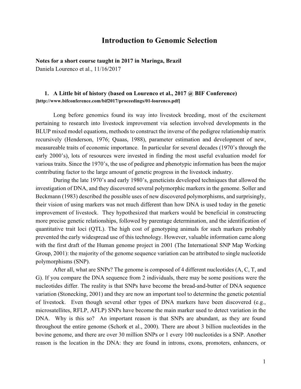 Introduction to Genomic Selection