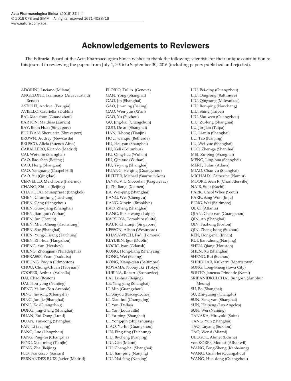 Acknowledgements to Reviewers