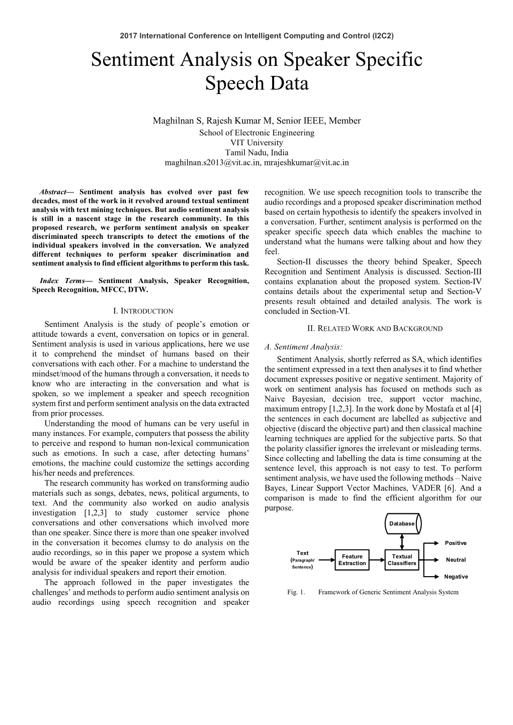 Sentiment Analysis on Speaker Specific Speech Data