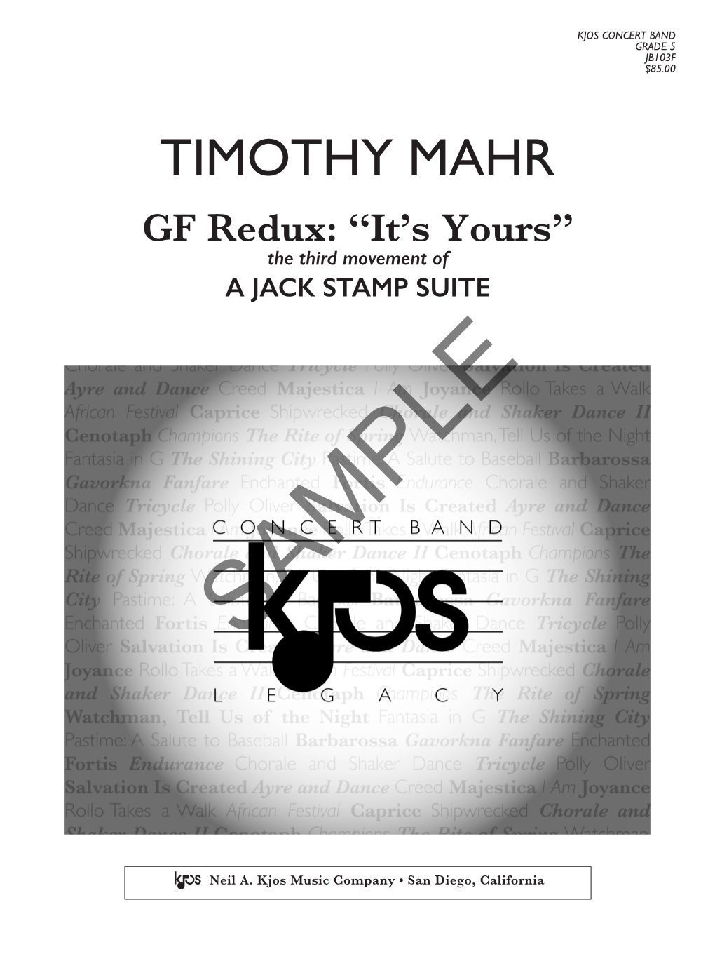 TIMOTHY MAHR GF Redux: “It’S Yours” the Third Movement of a JACK STAMP SUITE