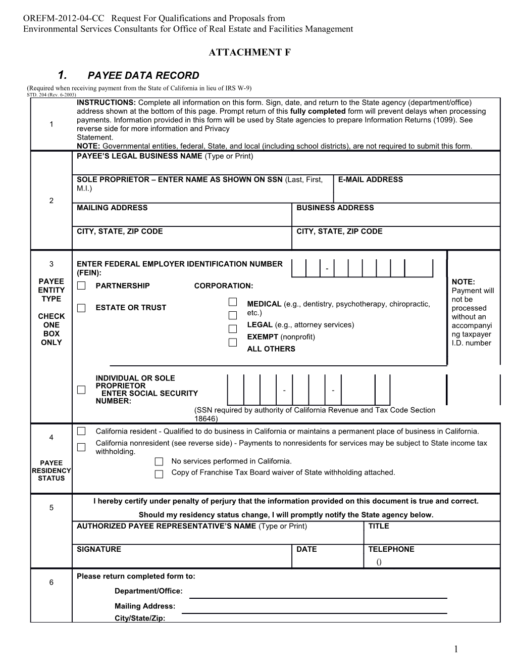 OREFM-2012-04-CC Request for Qualifications and Proposals From