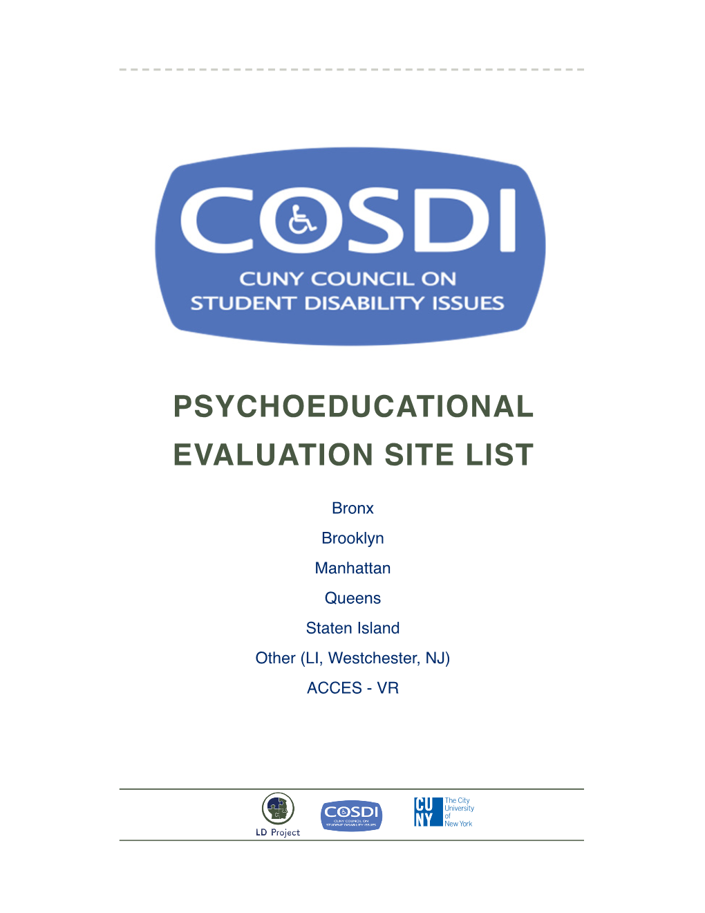 Psychoeducational Evaluation Site List