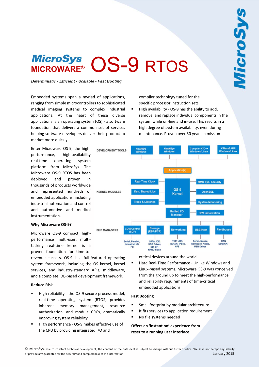 MICROWARE® OS-9 RTOS Deterministic - Efficient - Scalable - Fast Booting