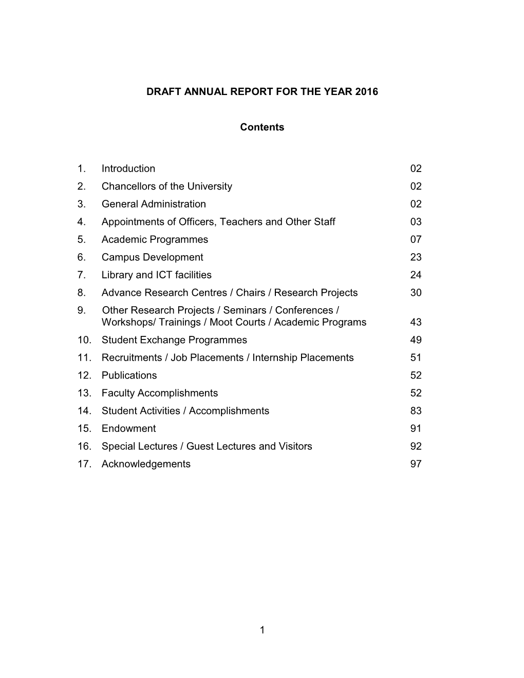 Draft Annual Report for the Year 2016