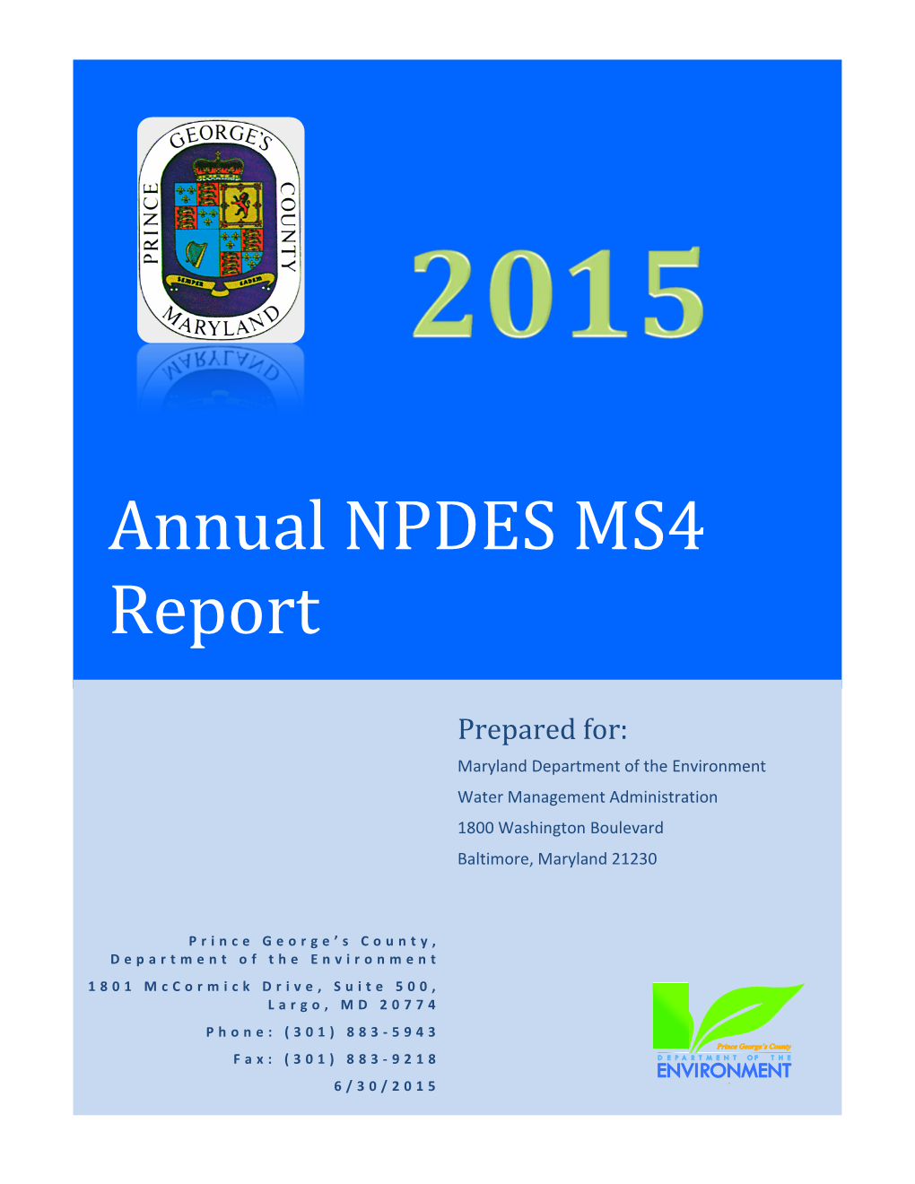 Annual NPDES MS4 Report 2015