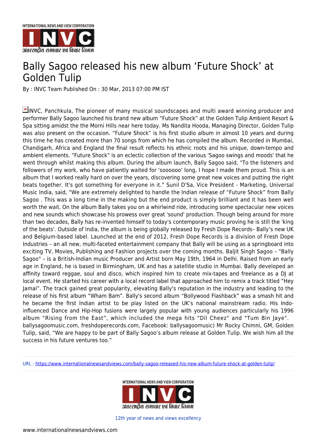Bally Sagoo Released His New Album 'Future Shock' at Golden Tulip