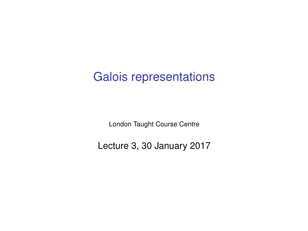 Galois Representations