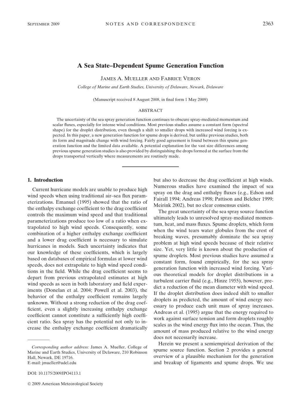 A Sea State–Dependent Spume Generation Function