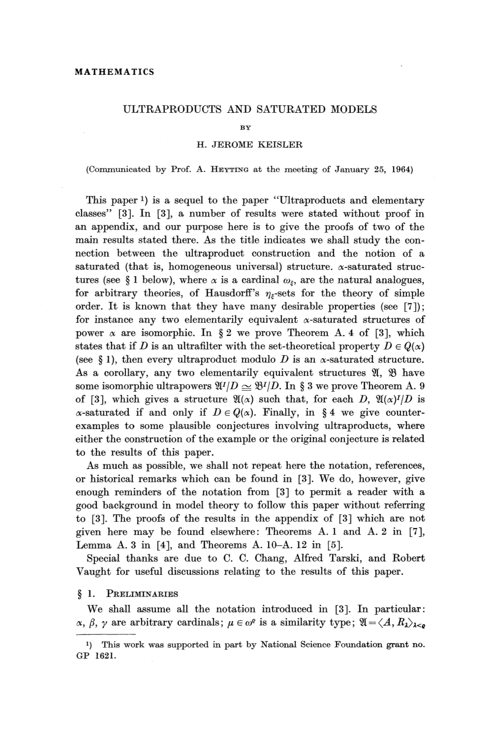 Ultraproducts and Saturated Models