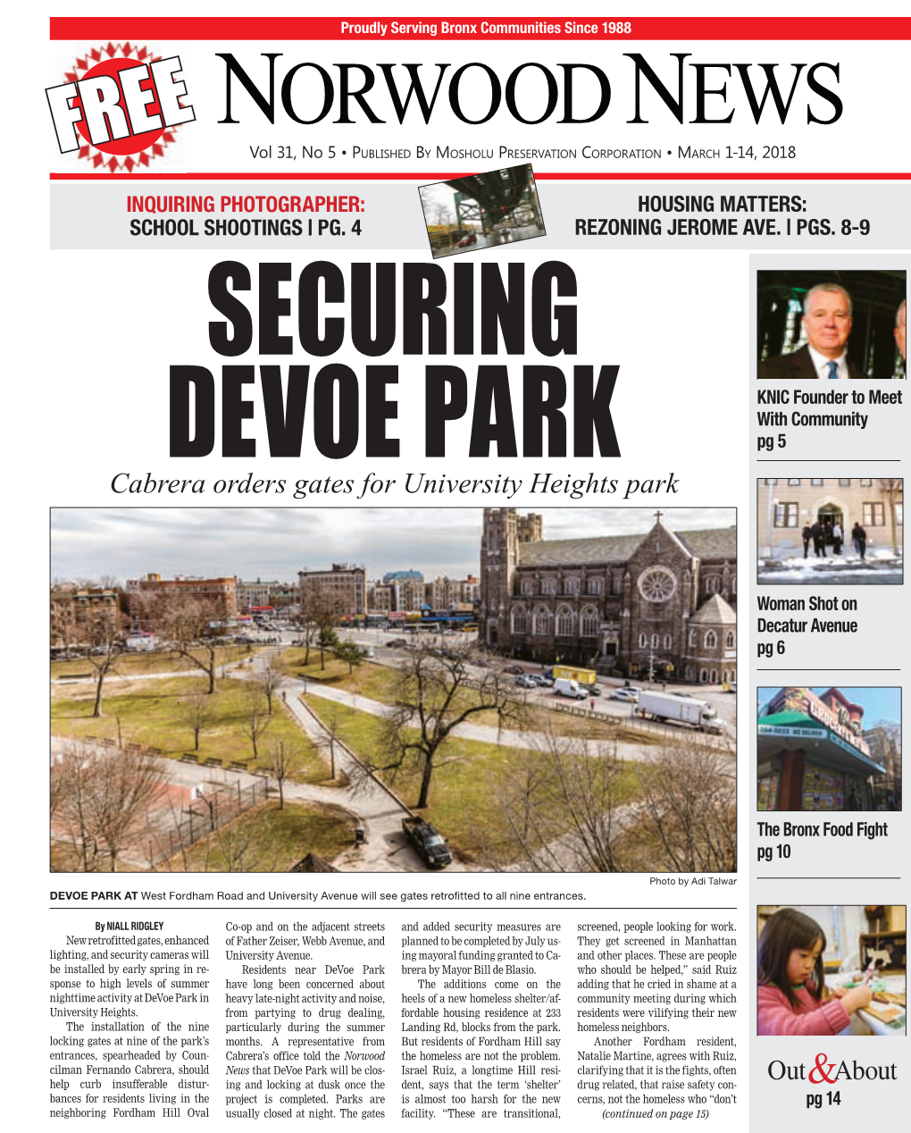 March 1-14, 2018 • Norwood News in the PUBLIC INTEREST Vol
