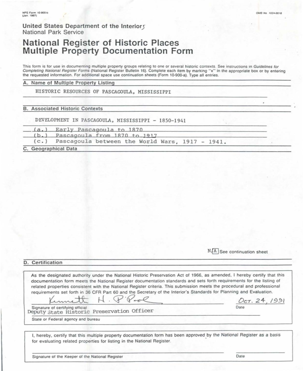 National Register of Historic Places Multiple Property Documentation Form