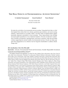 The Real Effects of Environmental Activist Investing†