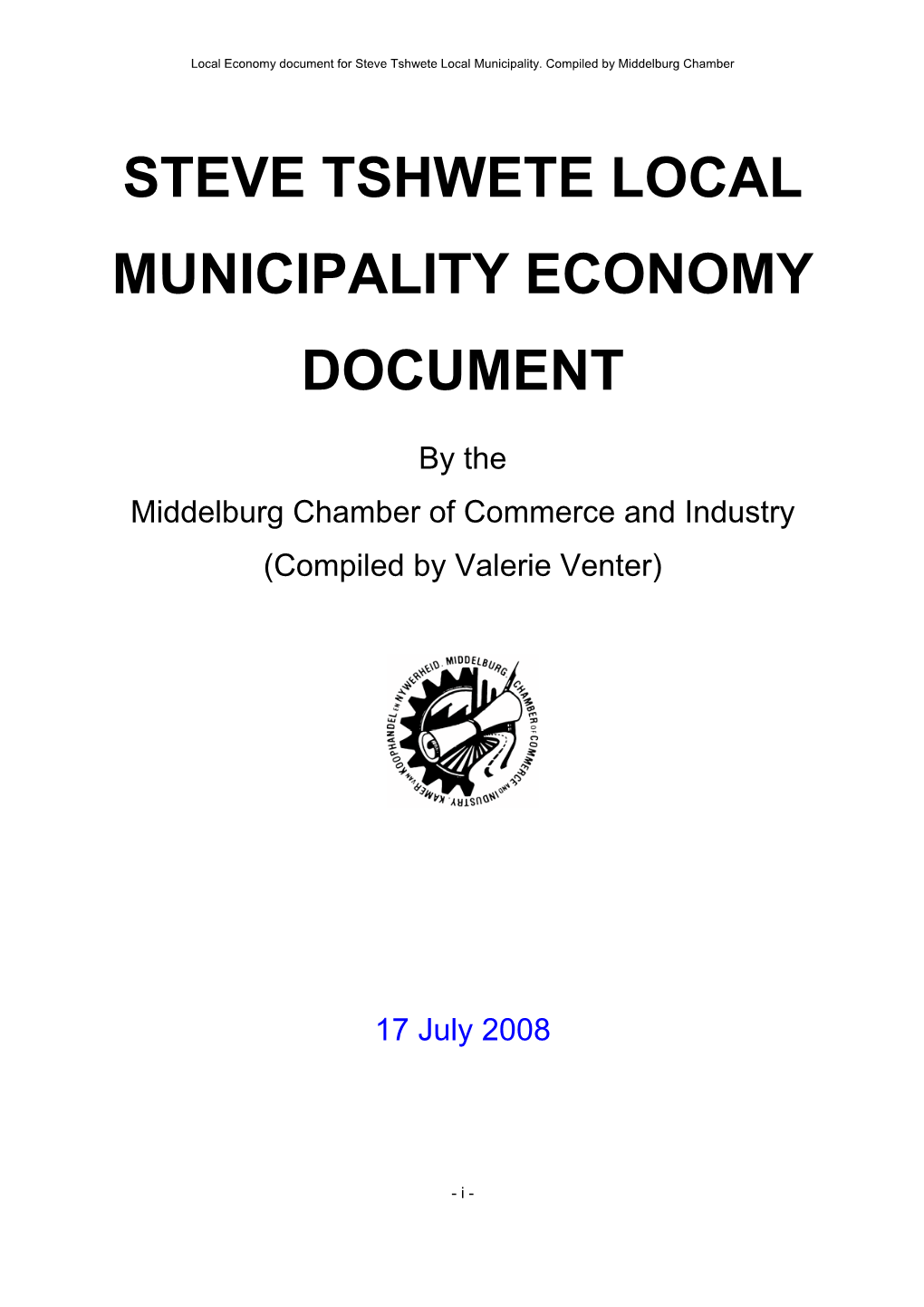 Steve Tshwete Local Municipality Economy Document
