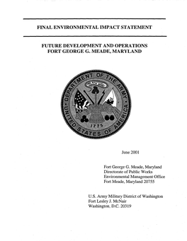 Final Environmental Impact Statement Future Development and Operations