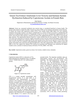 Green Tea Extract Ameliorate Liver Toxicity and Immune System Dysfunction Induced by Cyproterone Acetate in Female Rats