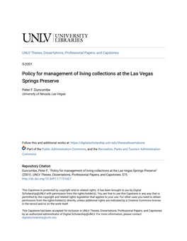 Policy for Management of Living Collections at the Las Vegas Springs Preserve