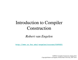 Introduction to Compiler Construction