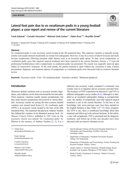 Lateral Foot Pain Due to Os Vesalianum Pedis in a Young Football Player; a Case Report and Review of the Current Literature