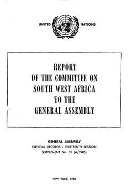 South West Africa to the General Assembly