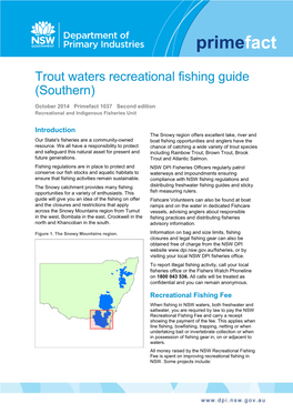 Trout Waters Recreational Fishing Guide (Southern)