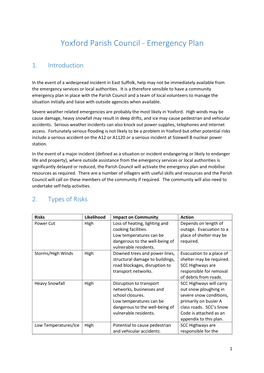 Yoxford Parish Council - Emergency Plan