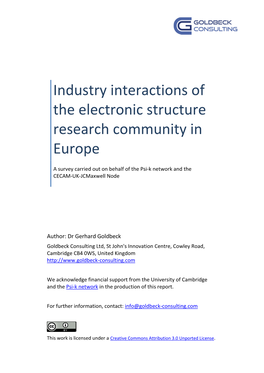 Industry Interactions of the Electronic Structure Research Community in Europe